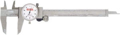 SPI - 0mm to 300mm Range, 0.02 mm Graduation, 2mm per Revolution, Dial Caliper - White Face, 64mm Jaw Length, Accurate to 0.04mm - Exact Tool & Supply