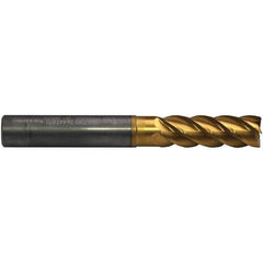 Emuge - 6mm Diam, 18mm LOC, 4 Flute Solid Carbide Roughing & Finishing End Mill - TiN/TiAlN Finish, 62mm OAL, 6mm Shank Diam, Cylindrical Shank, 42° Helix, Extra Long Length - Exact Tool & Supply