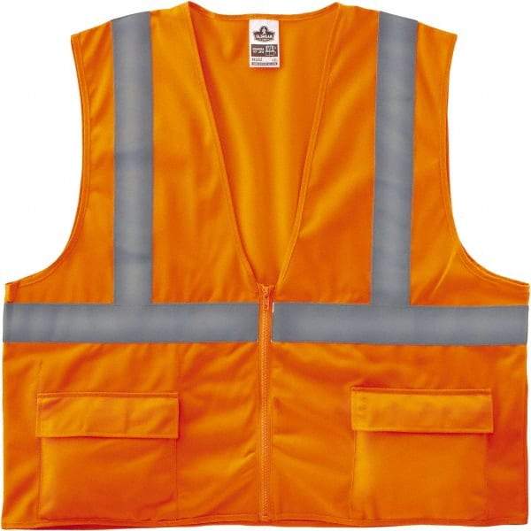Ergodyne - Size 2X/3XL High Visibility Orange Solid General Purpose Vest - 52 to 58" Chest, ANSI/ISEA 107, Zipper Closure, 3 Pockets, Polyester - Exact Tool & Supply