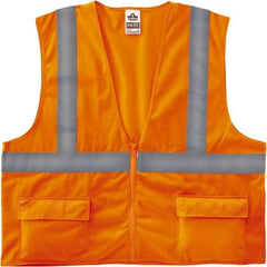 Ergodyne - Size 2X/3XL High Visibility Orange Solid General Purpose Vest - 52 to 58" Chest, ANSI/ISEA 107, Zipper Closure, 3 Pockets, Polyester - Exact Tool & Supply