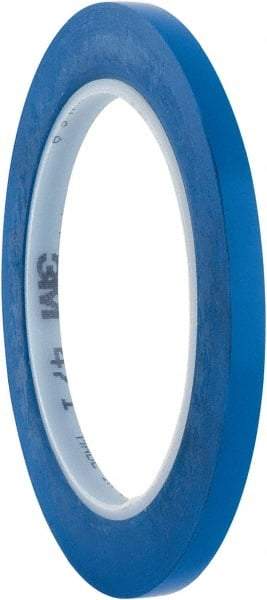 3M - Blue Solid Color Vinyl Tape - 1/4" Wide x 108' Long x 5.2 mil Thick, General Traffic - Exact Tool & Supply