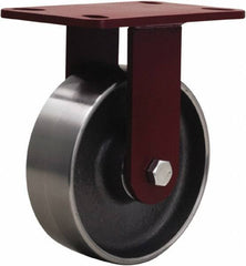 Hamilton - 6" Diam x 2" Wide x 7-3/4" OAH Top Plate Mount Rigid Caster - Forged Steel, 2,000 Lb Capacity, Tapered Roller Bearing, 4-1/2 x 6-1/2" Plate - Exact Tool & Supply