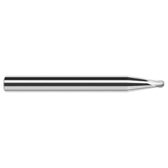 Harvey Tool - Ball End Mills; Mill Diameter (Inch): 1/16 ; Mill Diameter (Decimal Inch): 0.0620 ; Number of Flutes: 2 ; Length of Cut (Decimal Inch): 0.0500 ; Material: Solid Carbide ; Overall Length (Inch): 2-1/2 - Exact Tool & Supply
