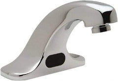 Zurn - Chrome Plated Electronic Internal Temperature Control Mixer Sensor Faucet - Powered by 4 AA Batteries, Standard Spout, Single Hole Mounting Centers - Exact Tool & Supply