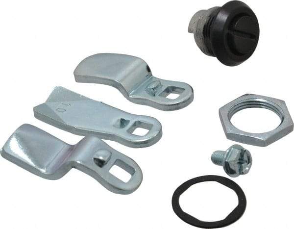 Dzus - 5/16" Max Thickness, NEMA 4 Rated Pawl Latch - 25/64, 23/32 & 1-7/64 Grip, Black Finish - Exact Tool & Supply