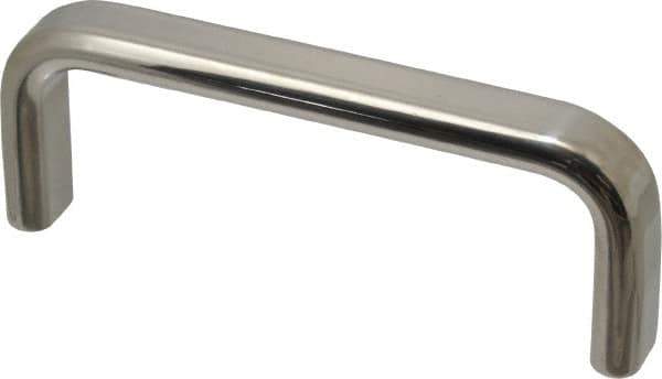Sugatsune - 9/16" Handle Diam, Polished Stainless Steel Drawer Pull - 1-9/16" Projection, 4-1/4" Center to Center, 4-1/4" Long - Exact Tool & Supply