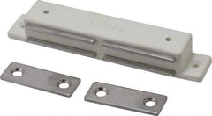 Sugatsune - 4-9/64" Long x 11/16" Wide x 9/16" High, Plastic & Stainless Steel Magentic Catch - White Finish, 12 Magnetic Force - Exact Tool & Supply