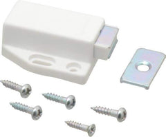 Sugatsune - 1-3/4" Long x 1-3/8" Wide x 9/16" High, Plastic & Stainless Steel Spring Magnetic Touch Latch - White Finish, 3.5 Magnetic Force - Exact Tool & Supply