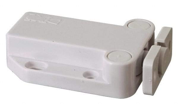 Sugatsune - 2-1/4" Long x 1-3/8" Wide x 5/8" High, Plastic Safe Push Latch - MC-37 Catch - White Finish - Exact Tool & Supply