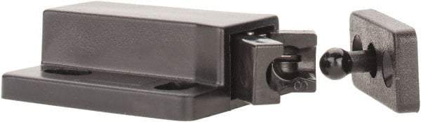 Sugatsune - 1-3/8" Long x 3/4" Wide x 1/2" High, Plastic Compact Safe Push Latch - MC-28 Catch - Black Coated - Exact Tool & Supply