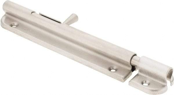Sugatsune - 6-1/16" Long, 1" Wide Stainless Steel Barrel Bolts - Nickel Plated - Exact Tool & Supply