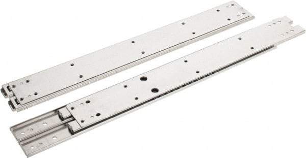Sugatsune - 20" Slide Length, 14.22" Travel Length, Stainless Steel Ball Bearing Slide SSR-5 - 1/2" Wide, 2-3/4" High, 218 Lb Capacity at Full Extension, Satin Finish - Exact Tool & Supply