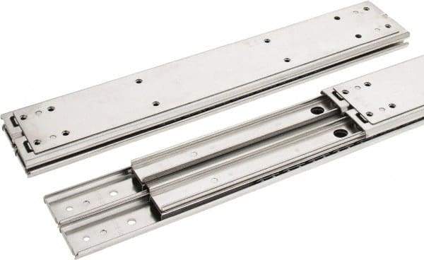 Sugatsune - 16" Slide Length, 16.56" Travel Length, Stainless Steel Ball Bearing Slide SSR-10 - 7/8" Wide, 2-3/4" High, 571 Lb Capacity at Full Extension, Satin Finish - Exact Tool & Supply