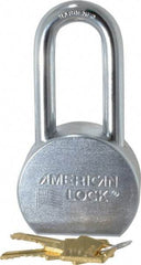 American Lock - 2" Shackle Clearance, Keyed Alike A701 Padlock - 7/16" Shackle Diam, Steel, with Satin Chrome, Triple Plated Finish - Exact Tool & Supply