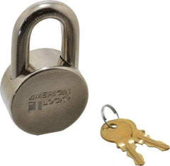 American Lock - 1-1/16" Shackle Clearance, Keyed Alike AH10 Padlock - 7/16" Shackle Diam, Steel, with Satin Chrome, Triple Plated Finish - Exact Tool & Supply