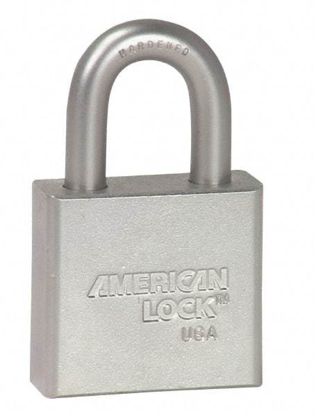 American Lock - 3" Shackle Clearance, Keyed Alike A5262 Padlock - 3/8" Shackle Diam, Steel, with Solid Steel Finish - Exact Tool & Supply