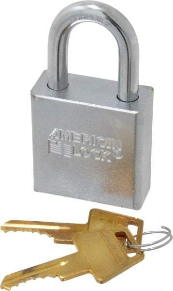 American Lock - 1-1/8" Shackle Clearance, Keyed Different A5200 Padlock - 5/16" Shackle Diam, Steel - Exact Tool & Supply
