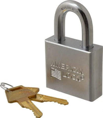 American Lock - 1-1/8" Shackle Clearance, Keyed Different A5260 Padlock - 3/8" Shackle Diam, Steel, with Solid Steel Finish - Exact Tool & Supply