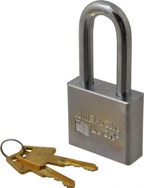 American Lock - 2" Shackle Clearance, Keyed Different A5261 Padlock - 3/8" Shackle Diam, Steel, with Solid Steel Finish - Exact Tool & Supply