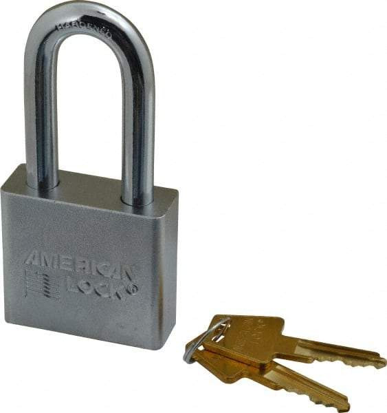 American Lock - 2" Shackle Clearance, Keyed Alike A5261 Padlock - 3/8" Shackle Diam, Steel, with Solid Steel Finish - Exact Tool & Supply
