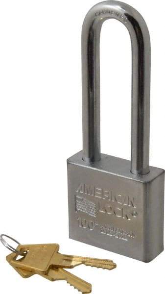 American Lock - 3" Shackle Clearance, Keyed Different A5262 Padlock - 3/8" Shackle Diam, Steel, with Solid Steel Finish - Exact Tool & Supply