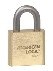 American Lock - 3" Shackle Clearance, Keyed Alike A5572 Padlock - 3/8" Shackle Diam, Steel & Brass, with Solid Extruded Brass Finish - Exact Tool & Supply