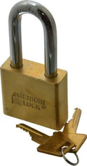 American Lock - 2" Shackle Clearance, Keyed Alike A5571 Padlock - 3/8" Shackle Diam, Steel & Brass, with Solid Extruded Brass Finish - Exact Tool & Supply