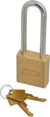 American Lock - 3" Shackle Clearance, Keyed Alike A5562 Padlock - 5/16" Shackle Diam, Steel & Brass, with Solid Extruded Brass Finish - Exact Tool & Supply