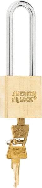 American Lock - 3" Shackle Clearance, Keyed Alike A5562 Padlock - 5/16" Shackle Diam, Steel & Brass, with Solid Extruded Brass Finish - Exact Tool & Supply