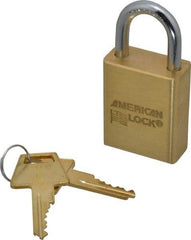 American Lock - 1" Shackle Clearance, Keyed Alike A5530 Padlock - 1/4" Shackle Diam, Steel & Brass, with Solid Extruded Brass Finish - Exact Tool & Supply