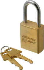 American Lock - 1-1/2" Shackle Clearance, Keyed Alike A5531 Padlock - 1/4" Shackle Diam, Steel & Brass, with Solid Extruded Brass Finish - Exact Tool & Supply