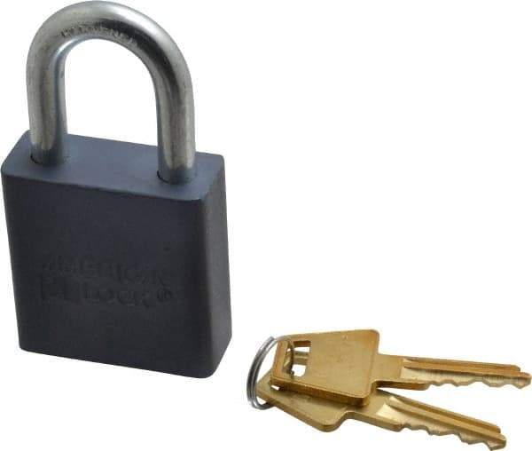American Lock - 1-1/8" Shackle Clearance, Keyed Different A10 Padlock - 5/16" Shackle Diam, Aluminum, with Solid Aluminum Finish - Exact Tool & Supply