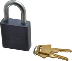 American Lock - 1-1/8" Shackle Clearance, Keyed Different A10 Padlock - 5/16" Shackle Diam, Aluminum, with Solid Aluminum Finish - Exact Tool & Supply