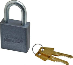 American Lock - 1-1/8" Shackle Clearance, Keyed Alike A10 Padlock - 5/16" Shackle Diam, Aluminum, with Solid Aluminum Finish - Exact Tool & Supply