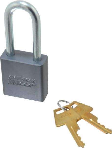 American Lock - 2" Shackle Clearance, Keyed Different A11 Padlock - 5/16" Shackle Diam, Aluminum, with Solid Aluminum Finish - Exact Tool & Supply