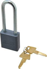 American Lock - 3" Shackle Clearance, Keyed Alike A12 Padlock - 5/16" Shackle Diam, Aluminum, with Solid Aluminum Finish - Exact Tool & Supply