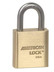 American Lock - 1-1/16" Shackle Clearance, Keyed Alike A5560 Padlock - 5/16" Shackle Diam, Steel & Brass, with Solid Extruded Brass Finish - Exact Tool & Supply