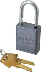 American Lock - 1" Shackle Clearance, Keyed Different A30 Padlock - 1/4" Shackle Diam, Aluminum, with Solid Aluminum Finish - Exact Tool & Supply