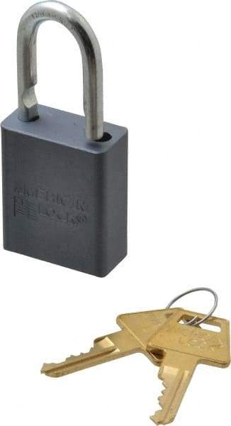 American Lock - 1" Shackle Clearance, Keyed Alike A30 Padlock - 1/4" Shackle Diam, Aluminum, with Solid Aluminum Finish - Exact Tool & Supply