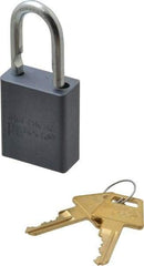American Lock - 1" Shackle Clearance, Keyed Alike A30 Padlock - 1/4" Shackle Diam, Aluminum, with Solid Aluminum Finish - Exact Tool & Supply