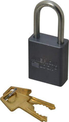 American Lock - 1-1/2" Shackle Clearance, Keyed Different A31 Padlock - 1/4" Shackle Diam, Aluminum, with Solid Aluminum Finish - Exact Tool & Supply