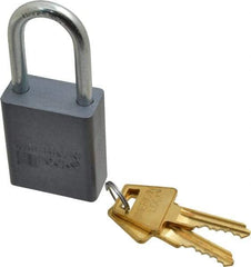 American Lock - 1-1/2" Shackle Clearance, Keyed Alike A31 Padlock - 1/4" Shackle Diam, Aluminum, with Solid Aluminum Finish - Exact Tool & Supply