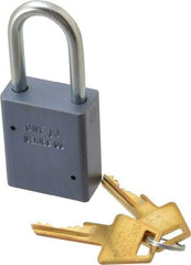American Lock - 1-1/2" Shackle Clearance, Keyed Alike A31 Padlock - 1/4" Shackle Diam, Aluminum, with Solid Aluminum Finish - Exact Tool & Supply