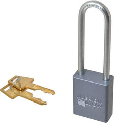 American Lock - 3" Shackle Clearance, Keyed Different A32 Padlock - 1/4" Shackle Diam, Aluminum, with Solid Aluminum Finish - Exact Tool & Supply