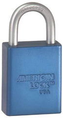 American Lock - Keyed Alike Conductive Lockout Padlock - 3" Shackle Clearance, 1/4" Shackle Diam, 1.8" Body Height x 1-1/2" Body Width, Orange, 5 Pins - Exact Tool & Supply