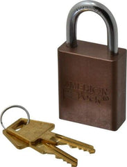 American Lock - Keyed Different Conductive Lockout Padlock - 1" Shackle Clearance, 1/4" Shackle Diam, 1.8" Body Height x 1-1/2" Body Width, Brown, 5 Pins - Exact Tool & Supply