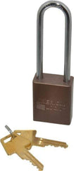 American Lock - Keyed Alike Conductive Lockout Padlock - 3" Shackle Clearance, 1/4" Shackle Diam, 1.8" Body Height x 1-1/2" Body Width, Brown, 5 Pins - Exact Tool & Supply