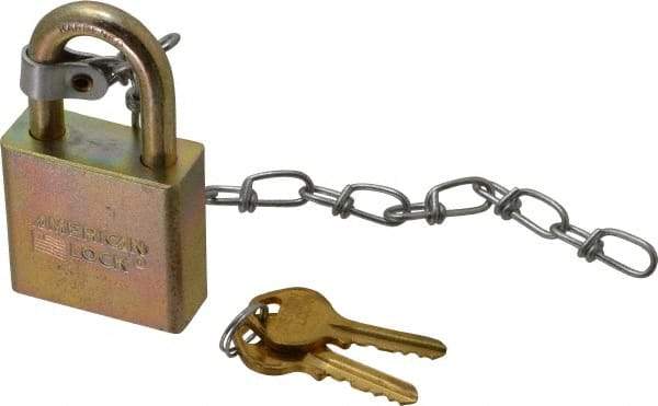 American Lock - 1-1/8" Shackle Clearance, Keyed Different A5200GLWN Padlock - 5/16" Shackle Diam, Steel, with Solid Steel Finish - Exact Tool & Supply