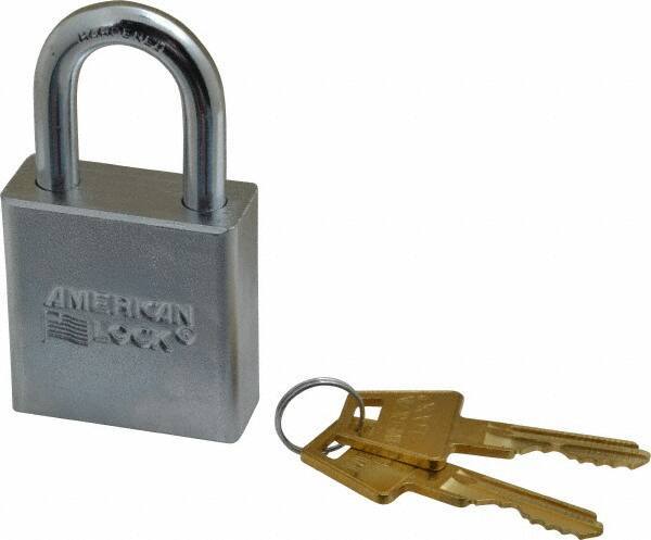 American Lock - 1-1/8" Shackle Clearance, Keyed Different A6200 Padlock - 5/16" Shackle Diam, Steel, with Solid Steel Finish - Exact Tool & Supply