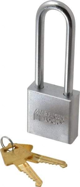 American Lock - 3" Shackle Clearance, Keyed Alike A6202 Padlock - 5/16" Shackle Diam, Steel, with Solid Steel Finish - Exact Tool & Supply